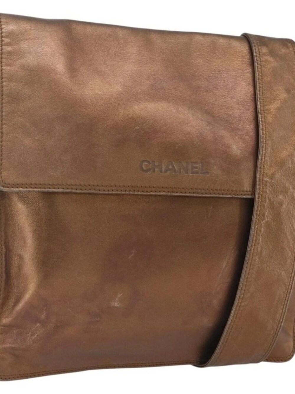 CHANEL Shoulder Bag Leather Brown CC Auth BA9834